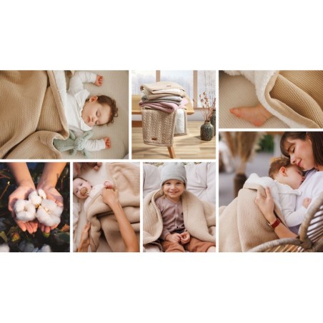 Kootud tekk voodriga beež