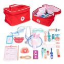 Puidust väike arstikomplekt meditsiinikott lastele 28 osa