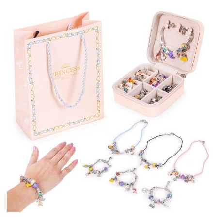 66-osaline komplekt käevõrude, kaelakeede, ripatside ja helmeste valmistamiseks, sh karp ja kott