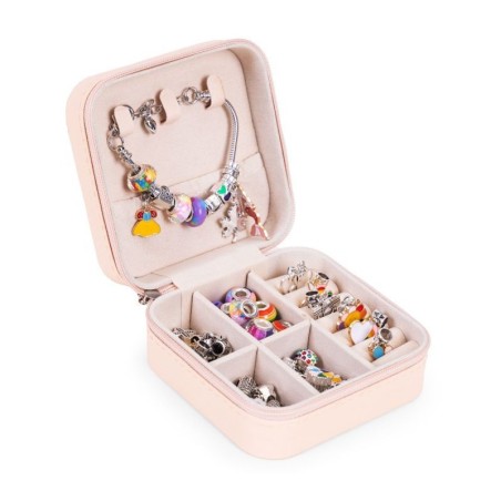 66-osaline komplekt käevõrude, kaelakeede, ripatside ja helmeste valmistamiseks, sh karp ja kott