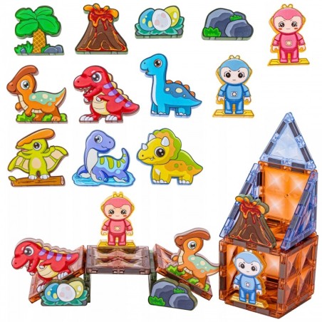 Magnetilised ehitusklotsid helendavad 3D dinosauruste pargis 124 tk.