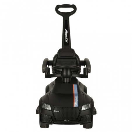 Pealeistutav tõukeauto eemaldatava sangaga, tulede ja häältega, must