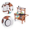 Mudaköök laste mänguköök, kuusepuidust, tarvikutega, rattad ja käepide
