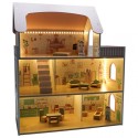 Puidust nukumaja LED tuledega 70 cm roosa