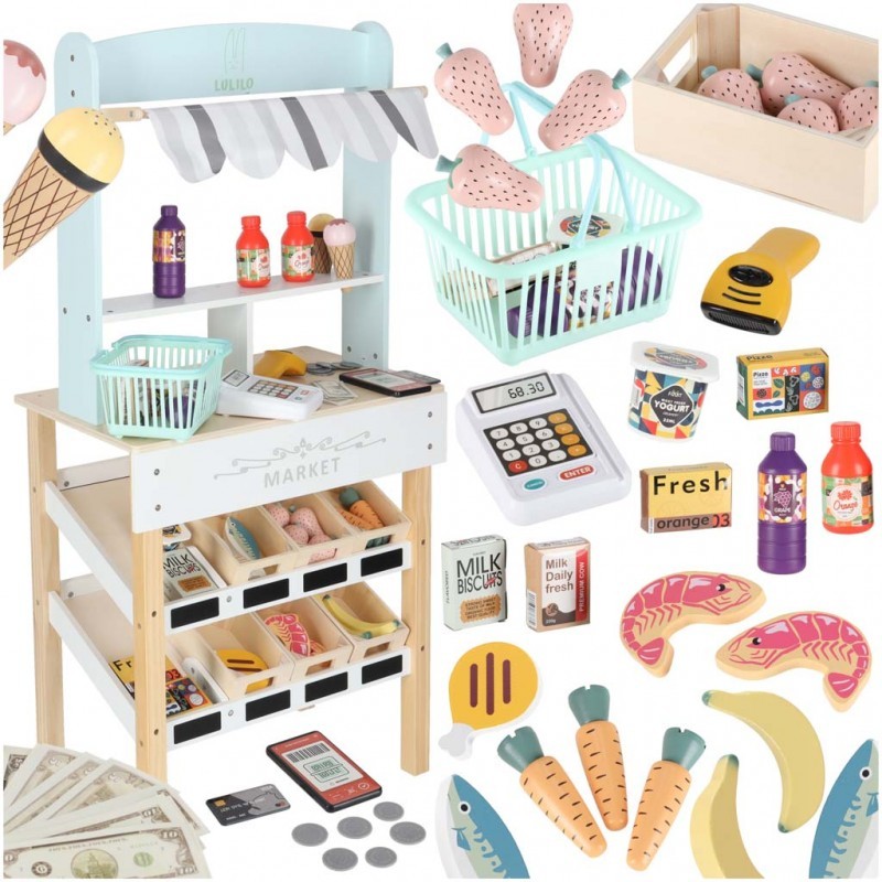 Puidust mängu turulett aksessuaaridega