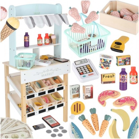 Puidust mängu turulett aksessuaaridega