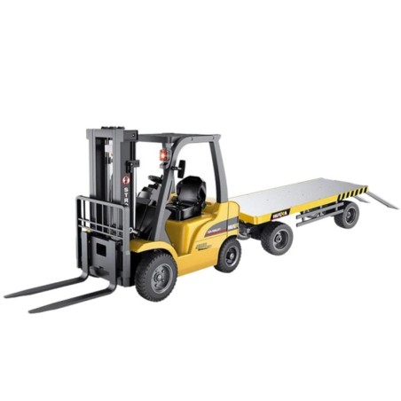 Puldiga kahveltõstuk haagisega, oranž, 1:10, raadio teel juhitav