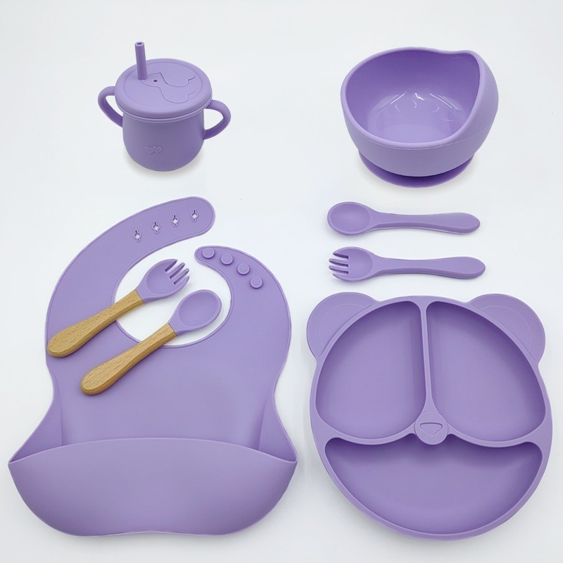 Silikoon sööginõude komplekt, 8 osaline, lilla