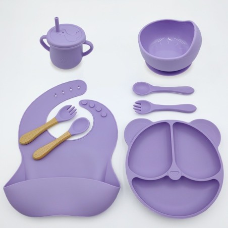Silikoon sööginõude komplekt, 8 osaline, lilla