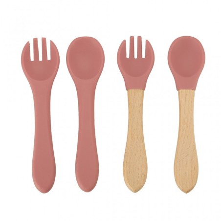 Silikoonist sööginõude komplekt, 19 osa, tumeroosa, krabi