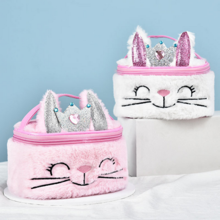 Pehme laste kosmeetikakott valge 20 cm