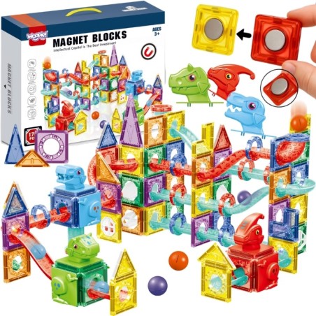 Magnetklotsid 3D õppekomplekt pallirada 170 tk.