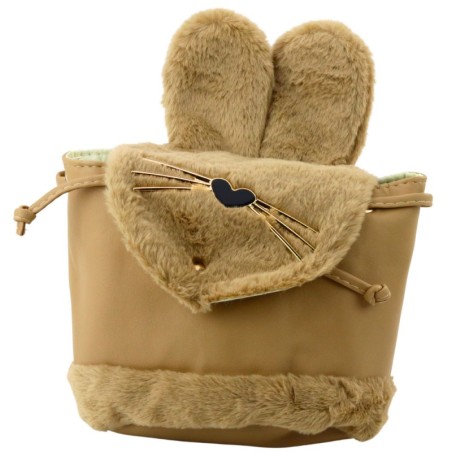 Laste seljakott pehmete kõrvadega, reguleeritava rihmaga, beež, 22 cm, 4 l