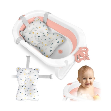 Kokkupandav beebivann sisuga, valge ja roosa