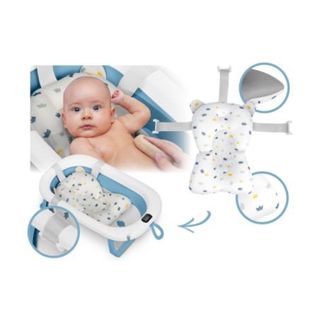 Kokkupandav beebivann sisuga ja termomeetriga, valge ja sinine