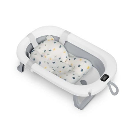 Kokkupandav beebivann termomeetri ja sisuga, valge ja hall