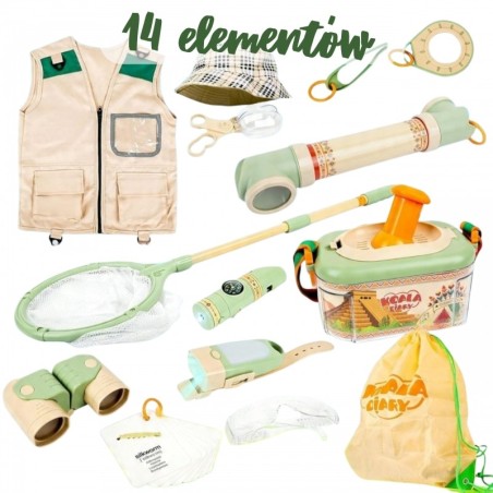 Väikese maadeavastaja komplekt binokkel kompass putukavõrk liblikad taskulamp