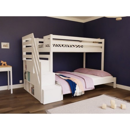 Narivoodi ARARAT 3-le inimesele panipaigaga trepiga 90x200 cm / 140x200 cm, valge