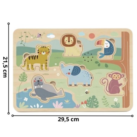 Interaktiivne puidust helidega pusle, loomad