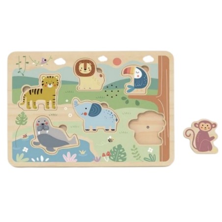 Interaktiivne puidust helidega pusle, loomad