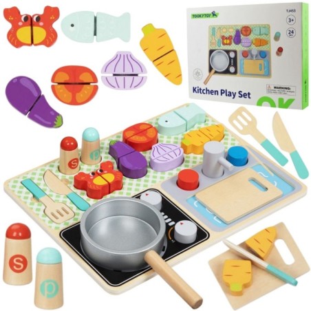 Väikese koka komplekt, puidust köögi mänguasi