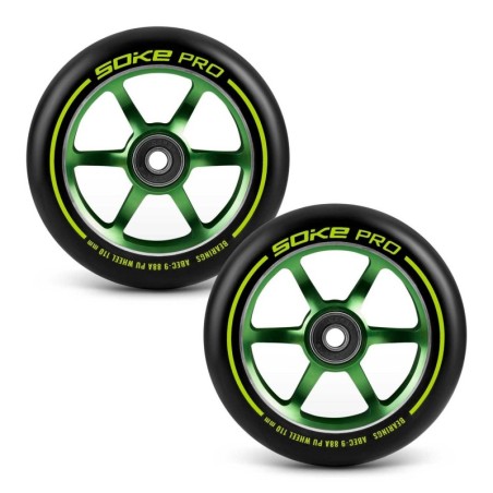 Tõukeratta rattad 110 mm rohelised 2 tk