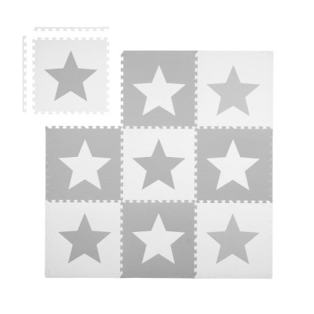 Puslematt, tähekesed, 180x180cm, 9 tk -hall / valge