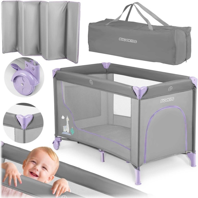 Reisivoodi 125 x 65 x 78 cm hall-lavendel