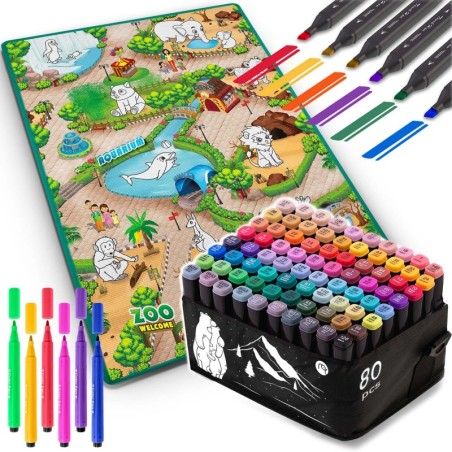 Maalimismatt 90 x 120 cm + markerid 80 tk