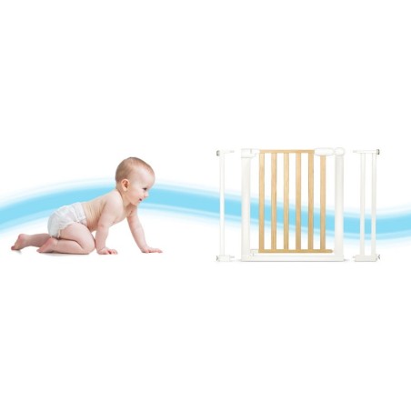 Turvavärav 74–105 cm, valge / puit