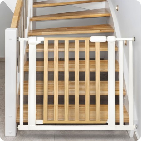 Turvavärav 74–105 cm, valge / puit