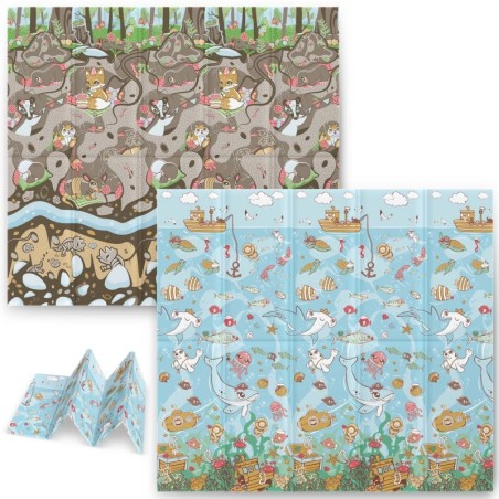 Hariv kokkupandav vahtmatt 200 x 180 x 1 cm ookean-maa