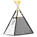 Tipi telk lastele vaniku ja tuledega, mustvalge pandaga