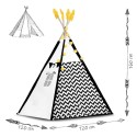 Tipi telk lastele vaniku ja tuledega, mustvalge pandaga