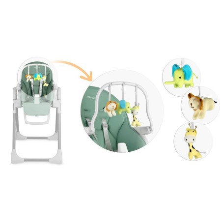 Söögitool lauaga, lamamistool, belo green + mänguasjakaar