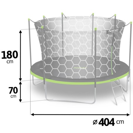 Aiabatuut sisemise turvavõrgu ja redeliga, 404 cm, 13 jalga
