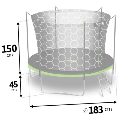 Aiabatuut sisevõrguga ja redeliga, 183 cm, 6 jalga