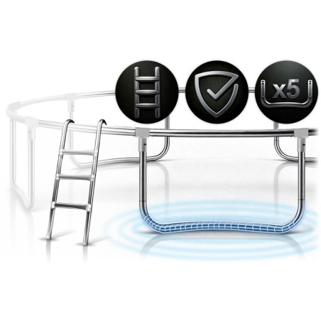 Aiabatuut 465 cm koos turvavõrgu ja redeliga, tsingitud terasraam, 150 kg