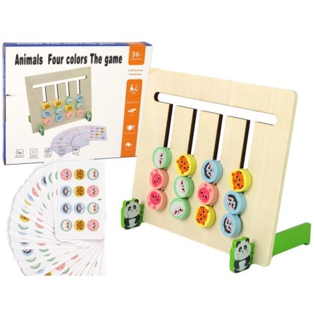 Nelja värvi loomad kahepoolne puidust õpetlik pusle
