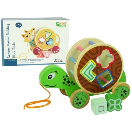 Kilpkonn ratastel puidust klotside sorteerija