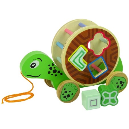 Kilpkonn ratastel puidust klotside sorteerija