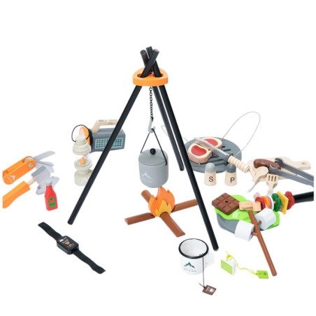 Matkakomplekt Puidust lõkketarvikud 45 El