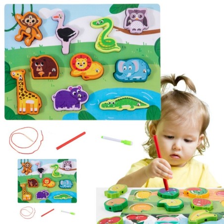 Puidust pusle magnetid, nöörid, loomad