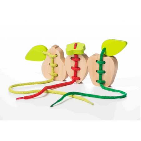 Puidust nöörimise mänguasi, puuviljad