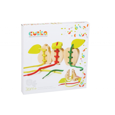 Puidust nöörimise mänguasi, puuviljad