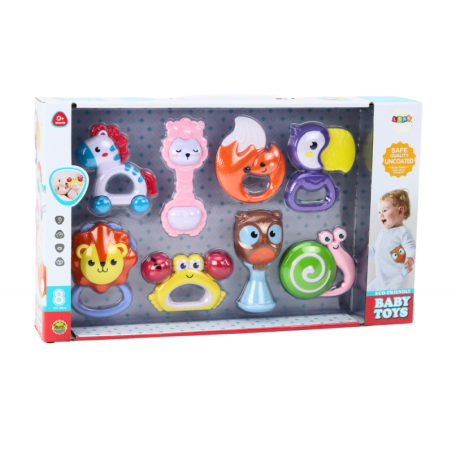 Beebi kõristite ja hammaste komplekt koos loomadega 8 tk