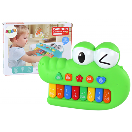 Õpetlik muusikaline klaveriorel, roheline krokodill, valguse helid