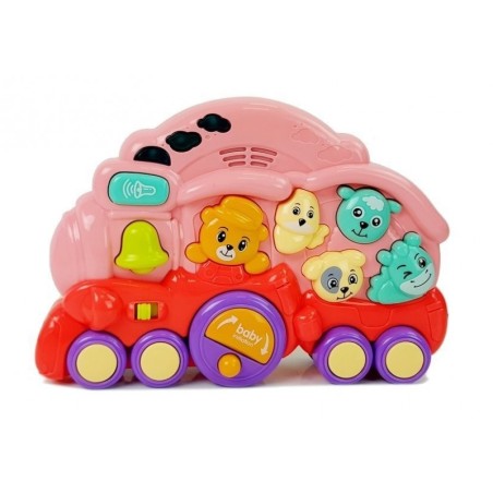 Interaktiivne vedur loomadega Loomahääled Valgusefektid Roosa