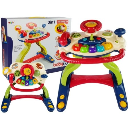 Kolm-ühes interaktiivne jalutuskäru Beebi roolirattalt Meloodiad Loomad