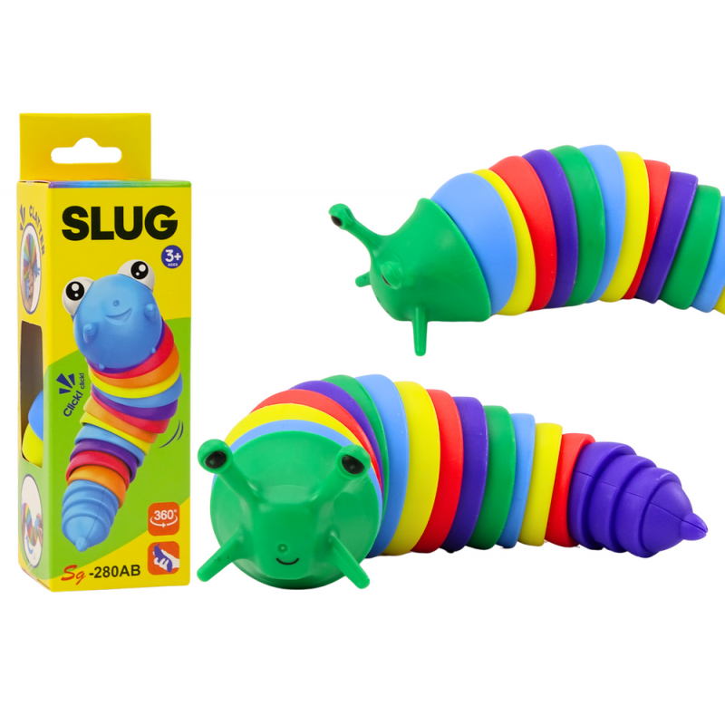 Paindlik Snail Caterpillar Worm Sensory Antistress Värvikas